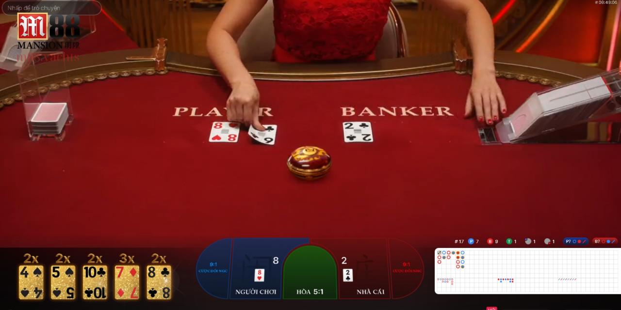 Baccarat là trò chơi không thể thiếu tại Club 8